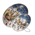Two-tier ceramic platter "Christmas village" (PG-19871) in a decorative box