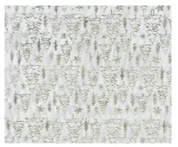 Materiał dekoracyjny ecru len złote choinki 35x200cm (463453)