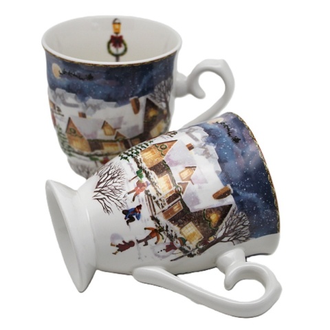 Set of 2 ceramic mugs "Christmas Village" (PG-19796) in a decorative box