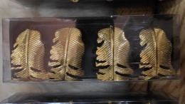 Kpl. 4 obrączki złote liście śr. 4,5cm (HN0693)-20%