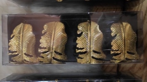 Kpl. 4 obrączki złote liście śr. 4,5cm (HN0693)-20%