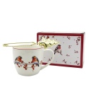 460ml porcelain mug with metal infuser Christmas Birds decorative box