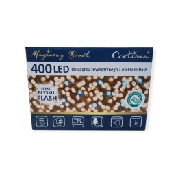 Lampki LED 400L transformator ciepłe + zimny flash 20m dekoracji (2/20/FLE/WW+CW) zielony kabel wew/zew