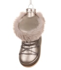 Glass ornament: Gray shoe with fur (121823)