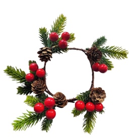 Candle wreath with pine cones and fruits (139883)