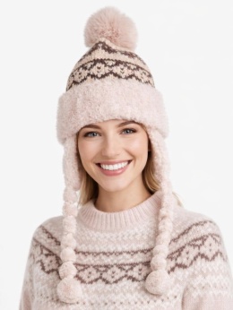 Czapka alpejska beżowa z warkoczami (600150599)