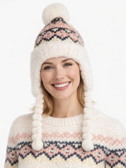 Czapka alpejska różowa z warkoczami (600150599)