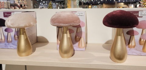 Grzyb szklany 18cm welurowy kapelusz 3kolory (353616)-40%