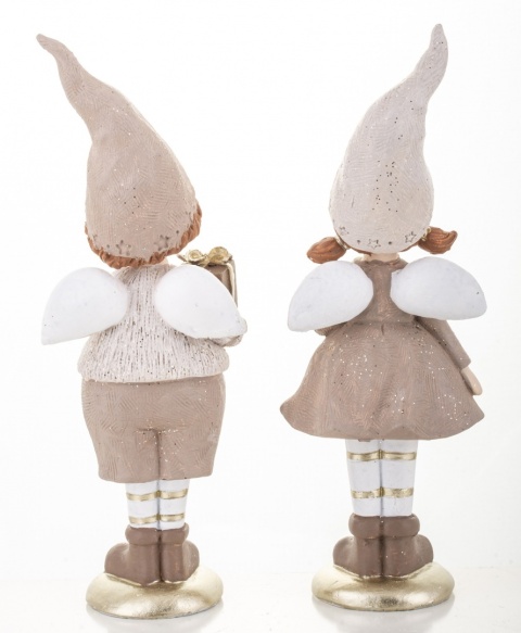 Elf chłopiec ceramiczny z paczką na podstawie (139564)-20%