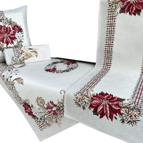 Obrus gobelin Chenille 140x220cm GWIAZDA BETLEJEMSKA (TX0010-1272)