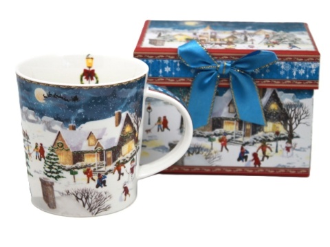 Kubek ceramiczny "świąteczna wioska" (PG-19772) w ozdobnym pudełku