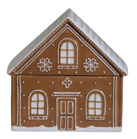 Ceramic container house 20.5 cm white roof, opening (8284)
