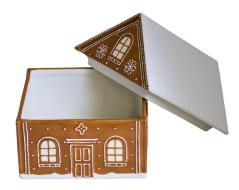 Ceramic container house 20.5 cm white roof, opening (8284)
