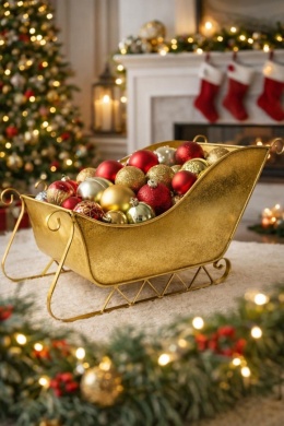 Gold metal sleigh very large 63*37*38cm (1764)-20%