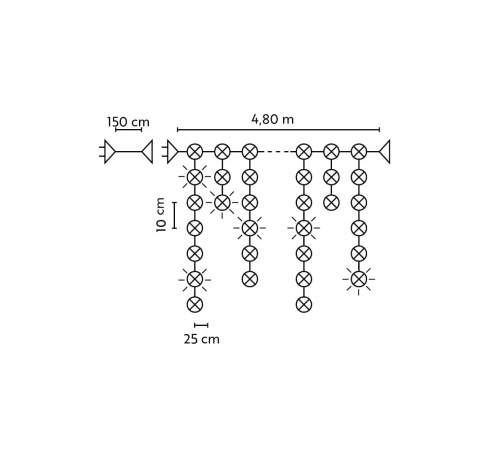Kurtynka sople LED zewnętrzna 100L +gniazdo 5m/6W gruby kabel (25-658) kolor biały ciepły
