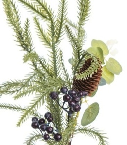 Kpl.3 gałązki mix PE piki 41cm szyszki + granatowe owoce (OZB07308)