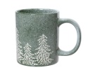 Kubek ceramiczny zielony z choinkami (604062)