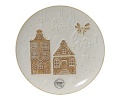 Talerz ceramiczny duży kamieniczki beżowo brązowy (463363)