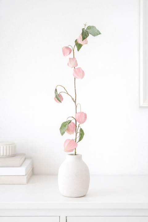 Branch 92cm frosted pink physalis (CV36637-2)