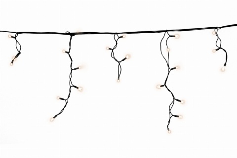 LED outdoor icicle curtain 100L + socket 5m/6W thick cable (25-658) warm white color