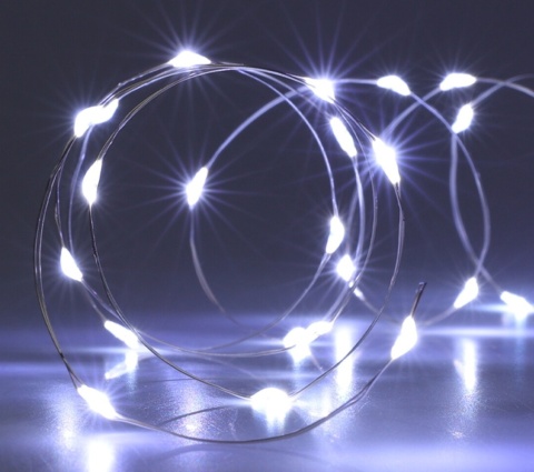 Lampki na druciku 100LED zimne 495cm timer na baterie(AX9730540)