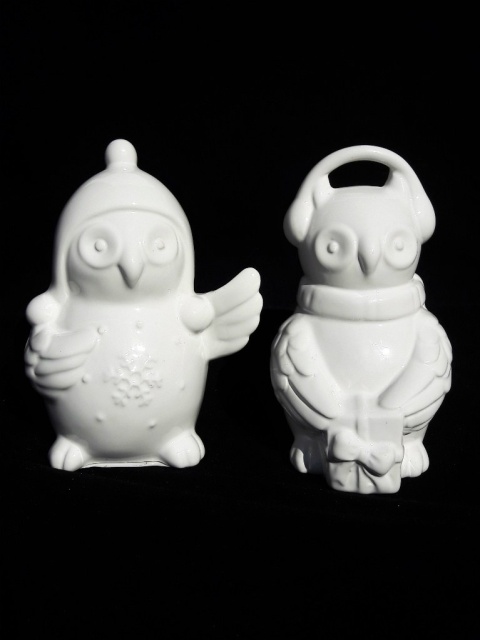 Sowa ceramiczna biała szkliwiona skarbonka 15*12*8cm (4759619)-50%
