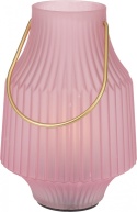 Lampka LED z rączką różowe szklo karbowane 2kolory(XX8113190)na baterie-20%
