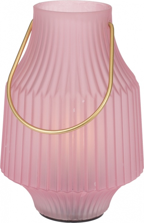 Lampka LED z rączką różowe szklo karbowane 2kolory(XX8113190)na baterie-20%