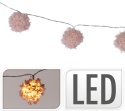 Lampki 10LED ciepłe "pompony" różowe dł.165cm bat.2xAA (XX8113670)