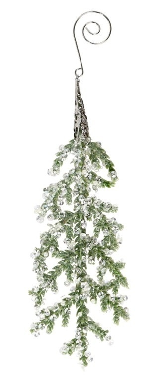 Zawieszka liść lodowy z brokatem 18,5cm zielony (BX19186)-20%