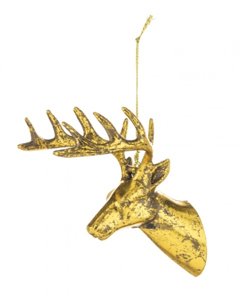 Antique gold reindeer head pendant (133039)-20%