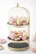 Gold metal cage 50cm open two levels (144824)-20%