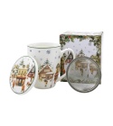 Kubek porcelana z zaparzaczem Christmas Village ozdobne pudełko