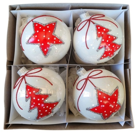 Baubles 120 decorated ornament pack of 4: TIME OF JOY