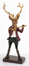 Reindeer 24cm playing the flute, polyresin (179761)