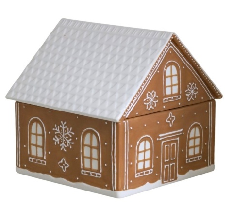 Ceramic container house 20.5 cm white roof, opening (8284)