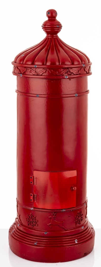 "Hydrant" mailbox, red, aged polyresin (165345)