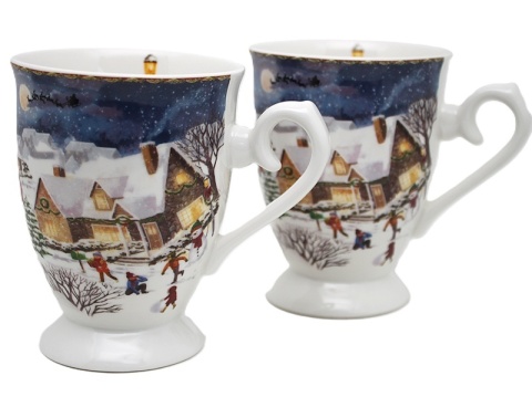 Set of 2 ceramic mugs "Christmas Village" (PG-19796) in a decorative box
