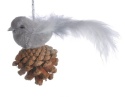 Gray bird pendant on a pine cone 8*12cm (19A-1889-8)-20%