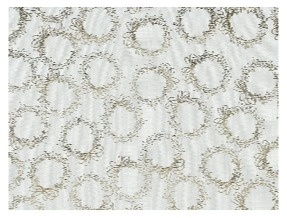 Materiał dekoracyjny ecru len złote wianki (463453) 35x200cm