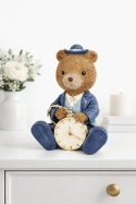 Teddy bear with a watch sitting in a blue suit, polyresin (180943)-20%