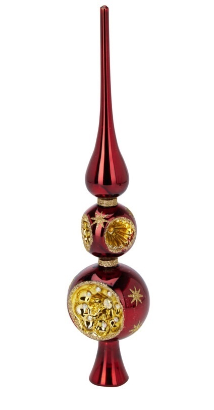 Szpic szklany 30cm z reflektorem bordo błysk (523402; 513374)