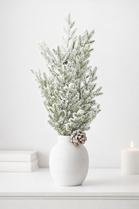 Snow-covered branch 61cm with cones (CV37248)