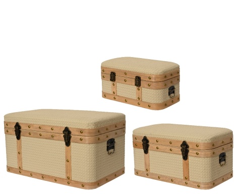Kufry skórzane a'la rattan beżowe kpl.3szt (367480)