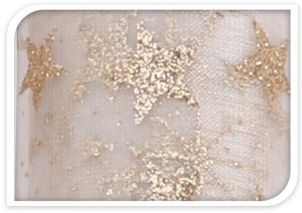 Organza biało złota gwiazdki 30x500cm (523842)