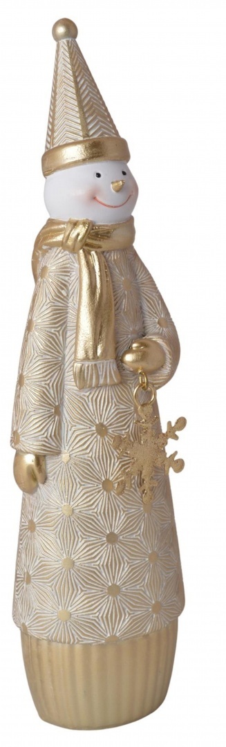 Figurka ceram. bałwanek złoty z metalową gwiazdką h:23*6*5cm (3556)