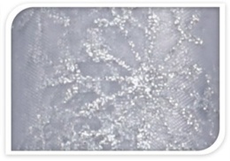 Organza biało/srebrna śnieżynka srebrny brokat (513441)