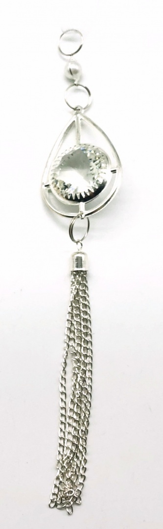 Silver teardrop pendant with crystal and tassel (HN0688)-20%