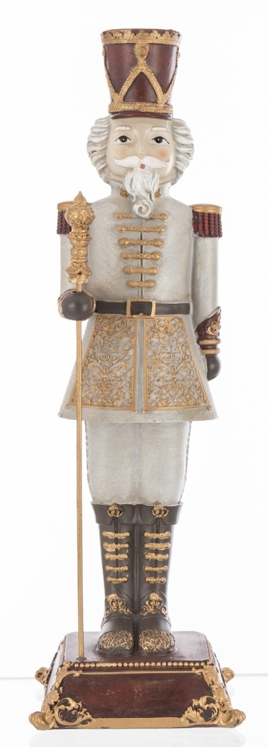 Dziadek do orzechów 42cm szary na podstawie poliresing (156496)