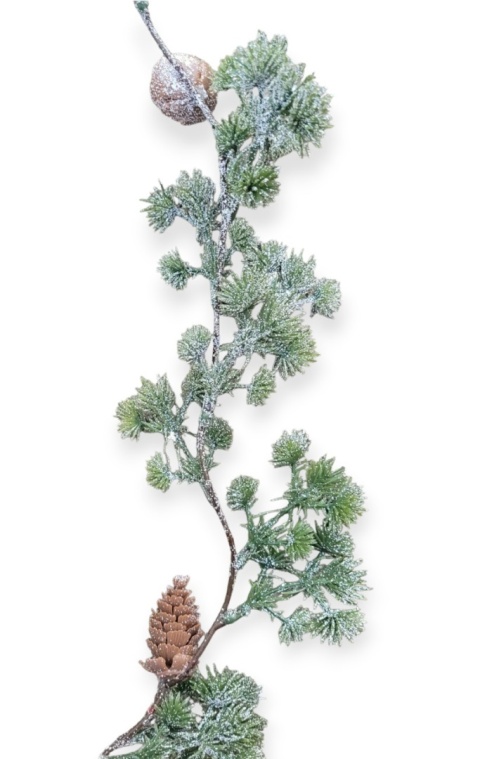 Frosted garland 180cm larch with cones (519196)